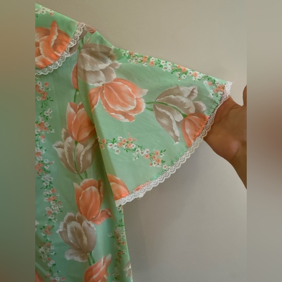 Vintage Floral Cottagecore Collared House Dress Mumu Nightgown with Pocket, USA - Picture 6 of 12